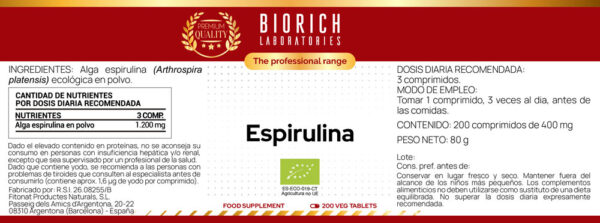 ESPIRULINA 200 COMP BIO - Imagen 2