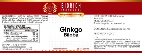 GINKGO BILOBA 60 CAPS - Imagen 2