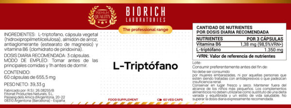 L - TRIPTOFANO 60 CAPS - Imagen 2